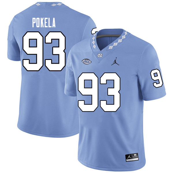 Jordan Brand Men #93 Mats Pokela North Carolina Tar Heels College Football Jerseys Sale-Carolina Blu